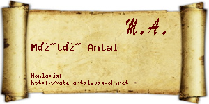 Máté Antal névjegykártya